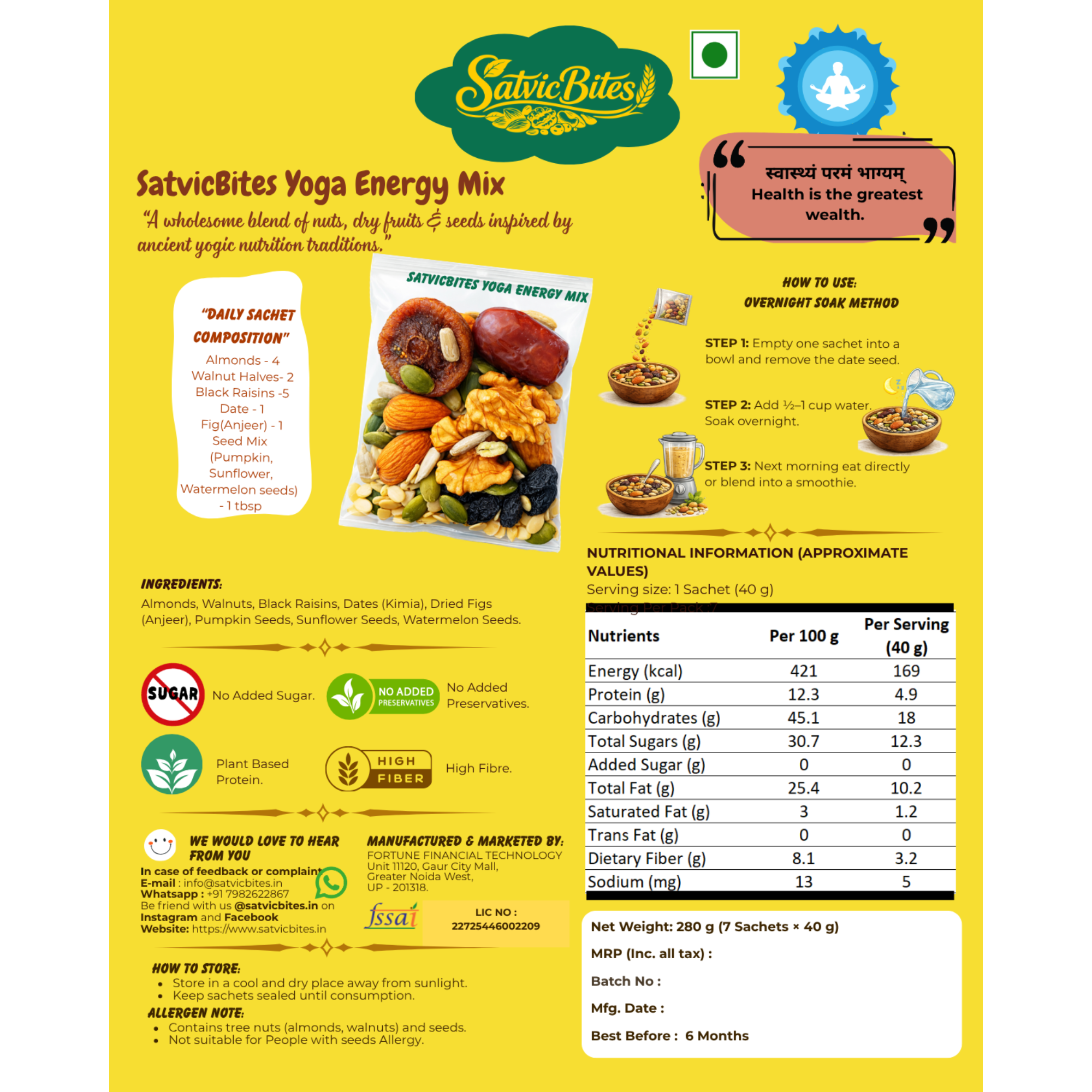 SatvicBites Yoga Energy Mix - Pack of 7 Pouch